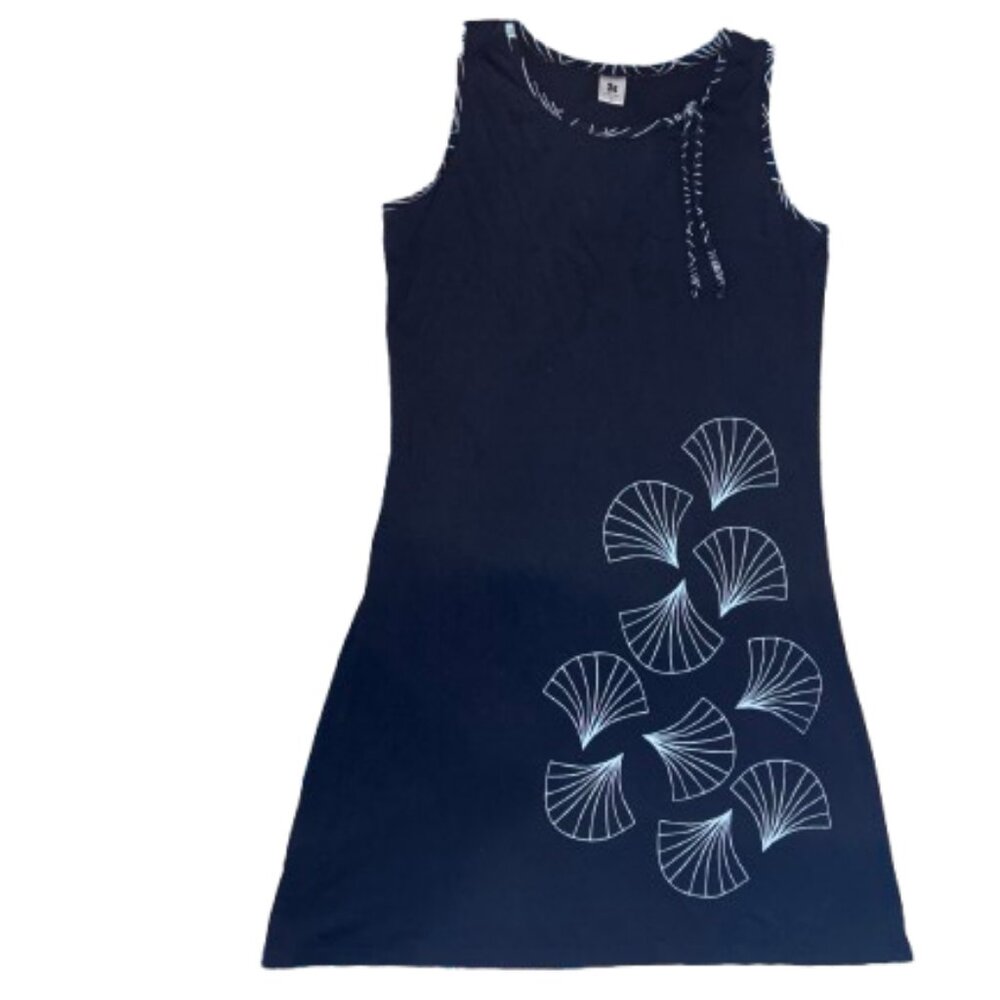 NANSO Elegant Black Sleeveless Dress with White Pattern MEDIUM
